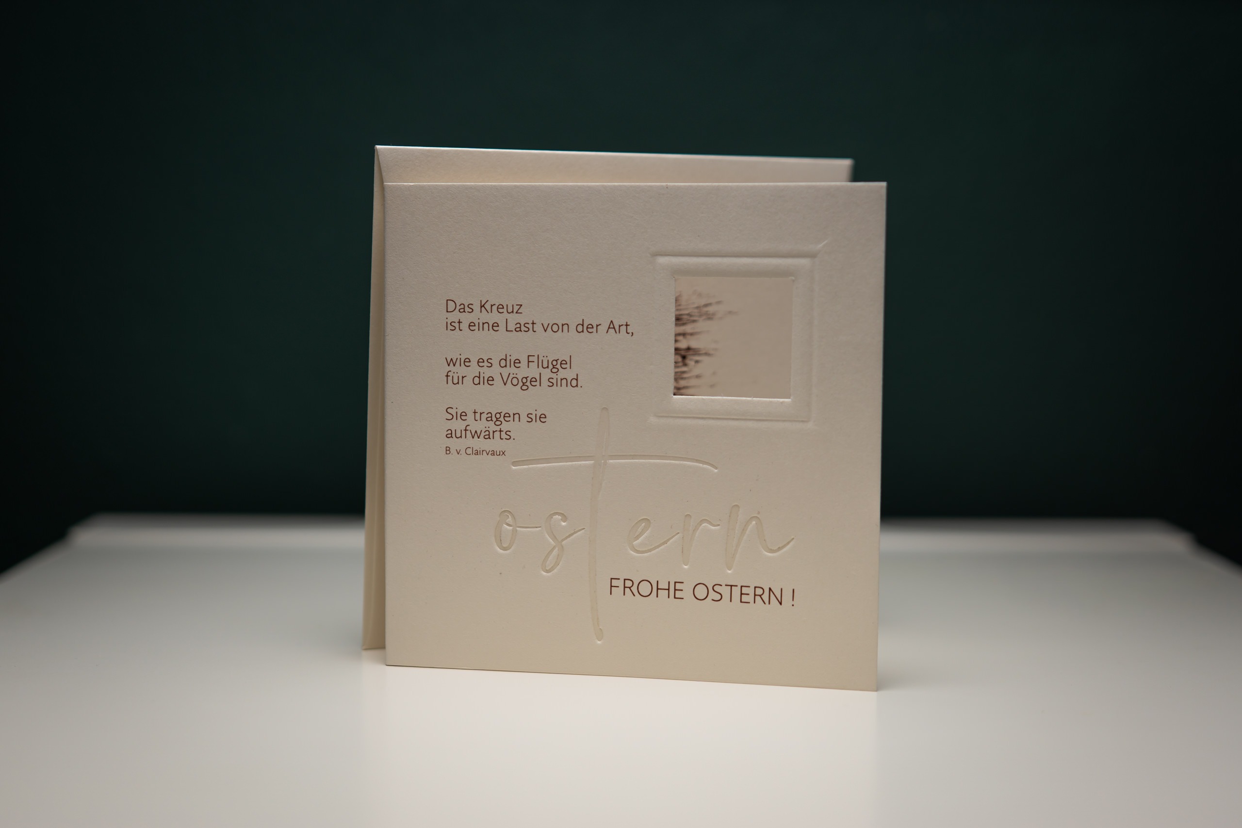 Osterfaltkarte mit Fenster und Wortprägung